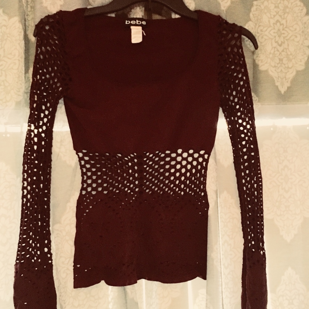 BEBE Burgundy long tee